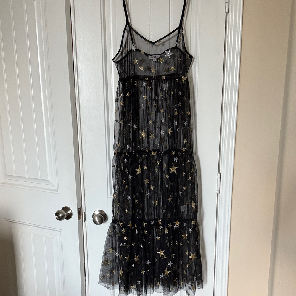 Black and Gold Starry Maxi Dress